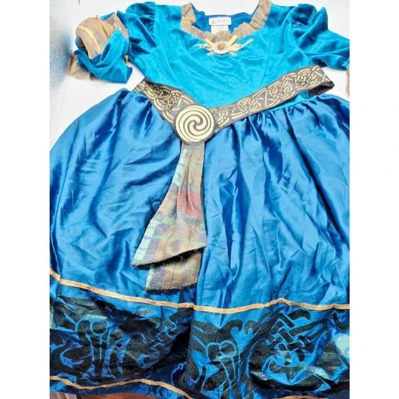 Disney Parks Merida Costume Dress Girls Larges Blue Brave Princess Halloween - Picture 3 of 9